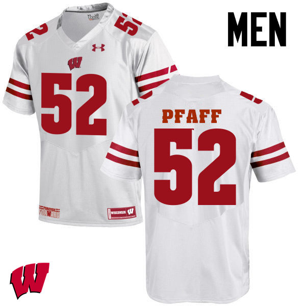 Men Wisconsin Badgers #52 David Pfaff College Football Jerseys-White - Click Image to Close